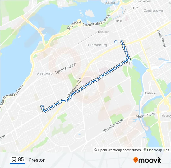85 Bus Line Map