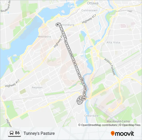 86 Bus Line Map