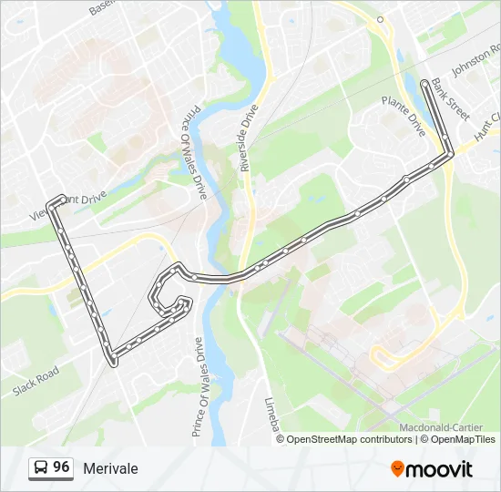 Plan de la ligne 96 de bus