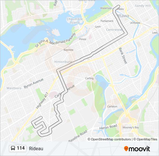 114 bus Line Map