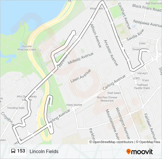 153 Bus Line Map