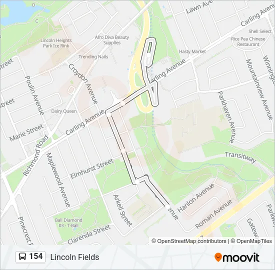 154 Bus Line Map