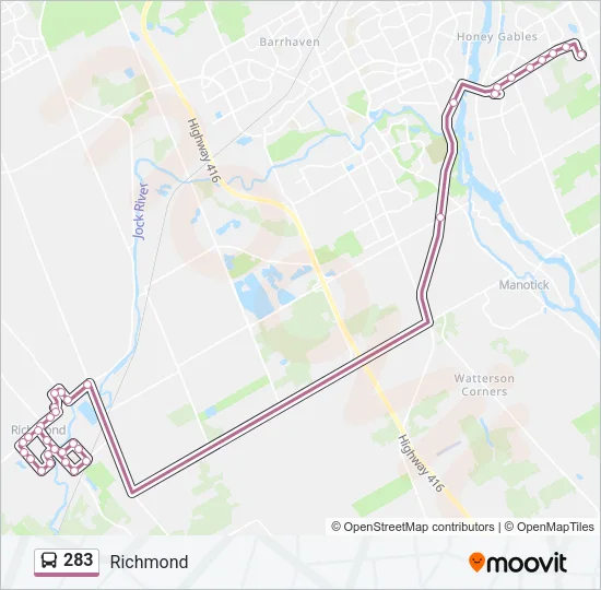 283 Bus Line Map