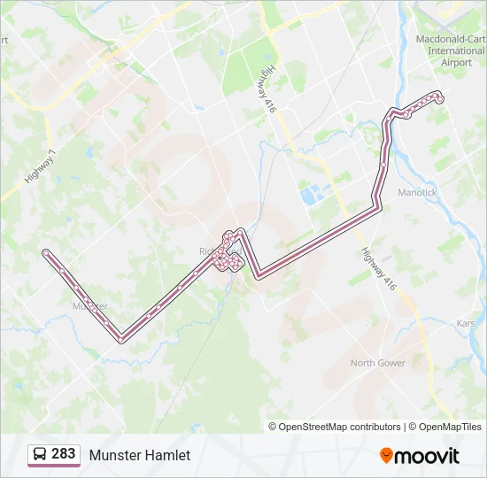 283 Bus Line Map