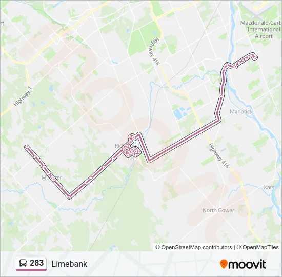 283 Bus Line Map