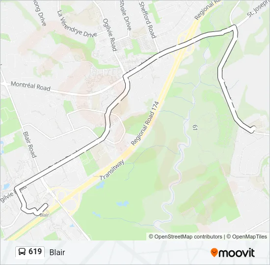 619 Bus Line Map