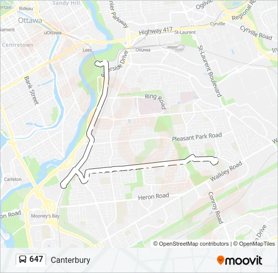 647 Bus Line Map