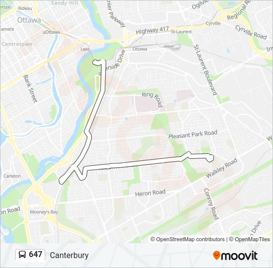 647 Bus Line Map