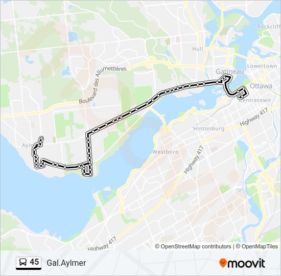 45 Bus Line Map