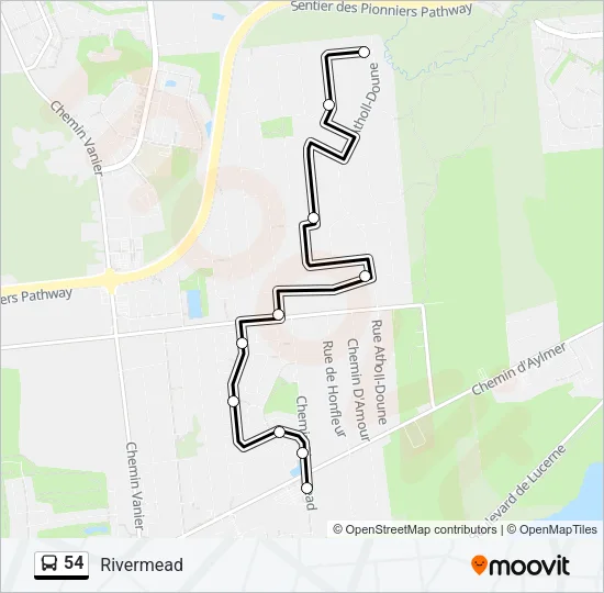 54 Bus Line Map