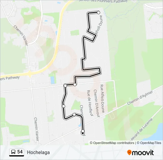 54 Bus Line Map
