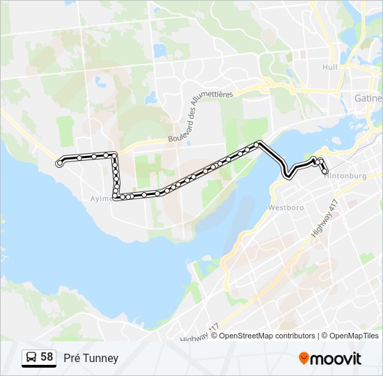 58 bus Line Map