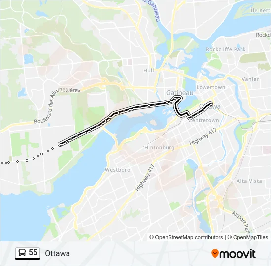 55 Bus Line Map