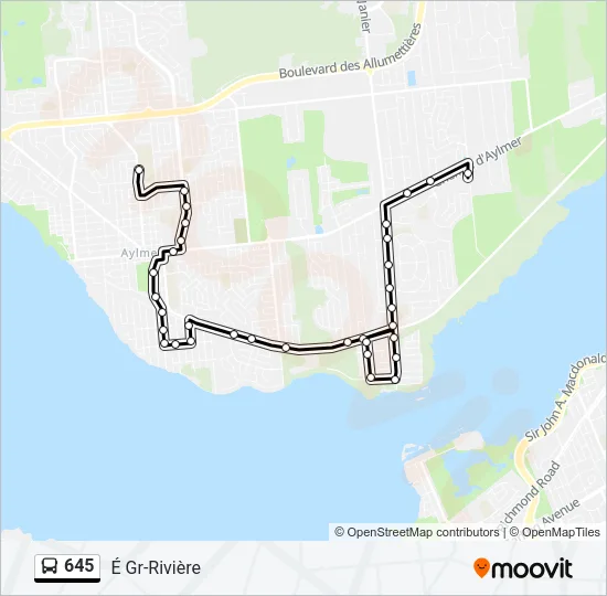 645 Bus Line Map