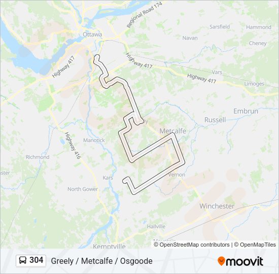 304 Bus Line Map