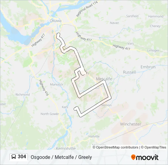 304 Bus Line Map