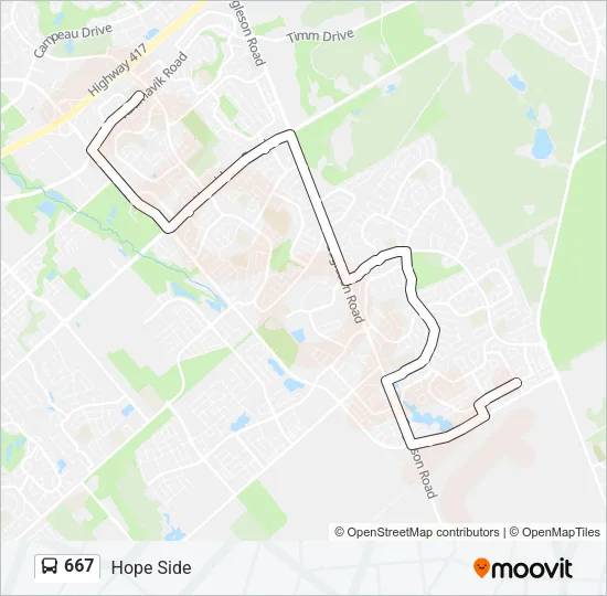 667 Bus Line Map
