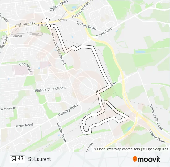 47 Bus Line Map