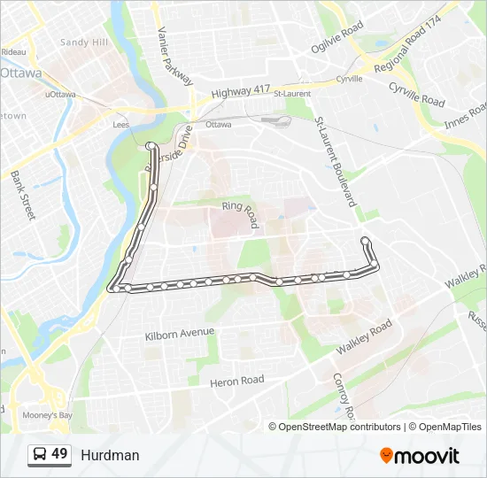49 Bus Line Map