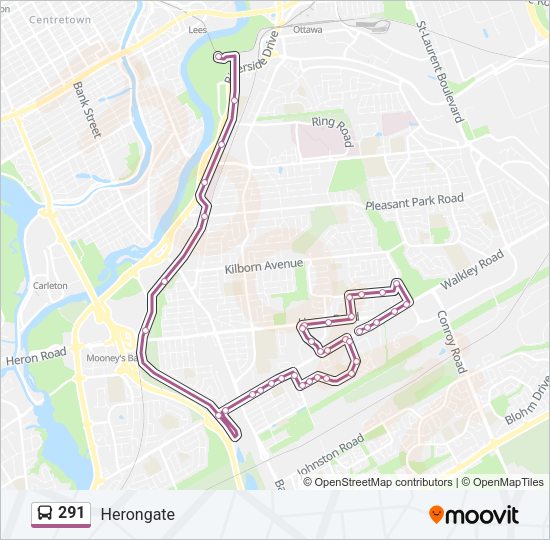 291 bus Line Map