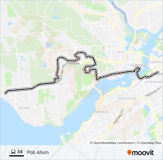 34 bus Line Map