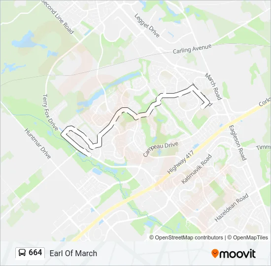 664 Bus Line Map