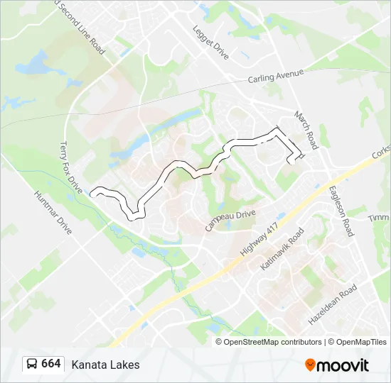 664 Bus Line Map