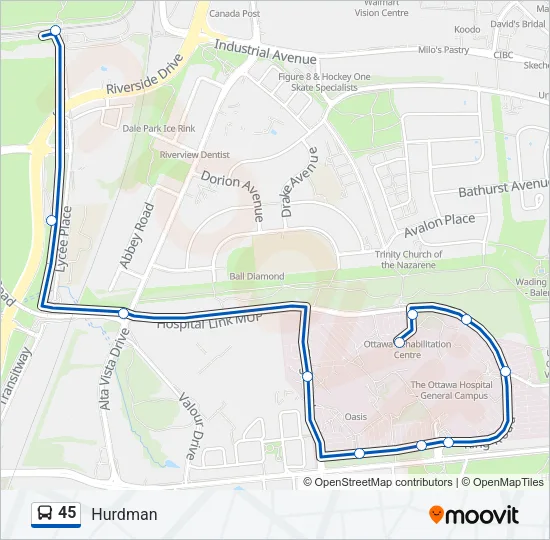 45 Bus Line Map