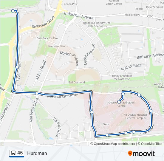 45 Bus Line Map