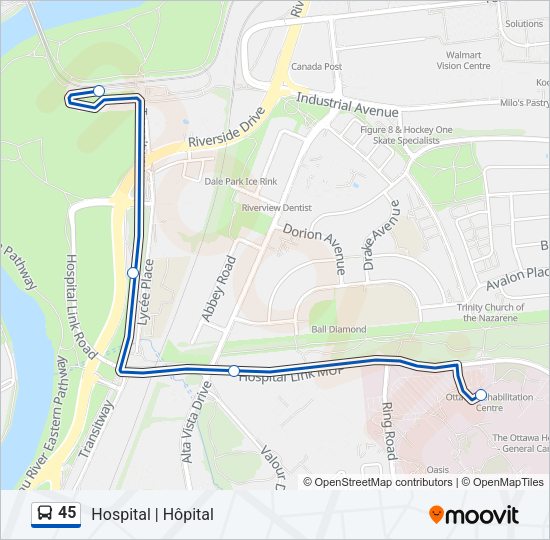 45 Bus Line Map