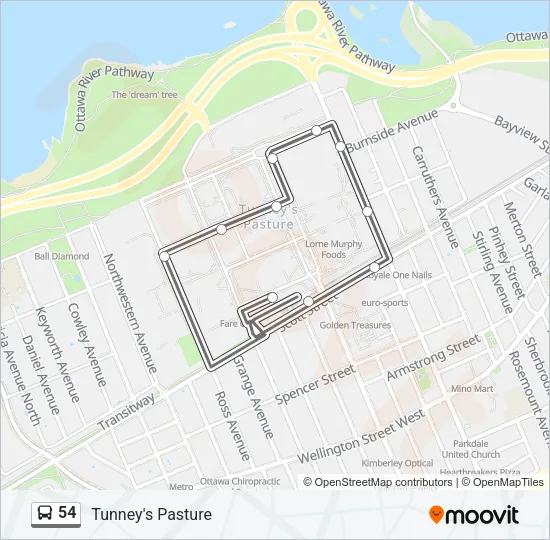 54 Bus Line Map