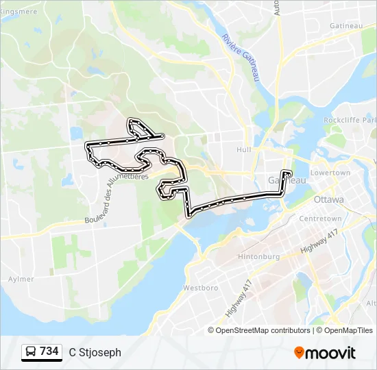 734 Bus Line Map