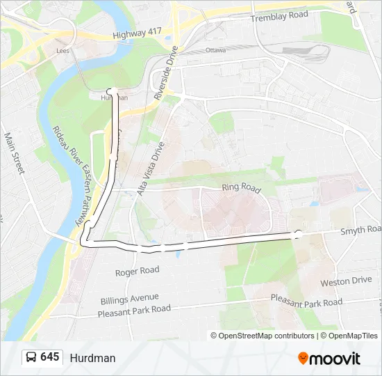 645 Bus Line Map
