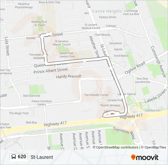 620 Bus Line Map