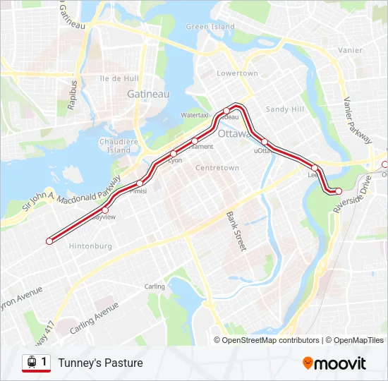 1 Light Rail Line Map