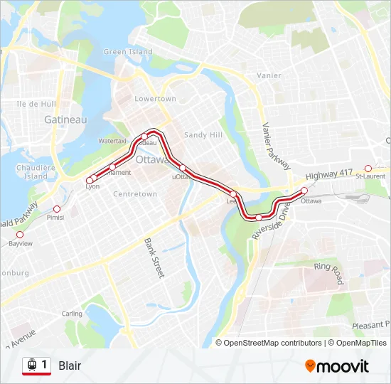 1 Light Rail Line Map