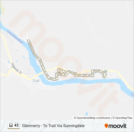 43 Bus Line Map
