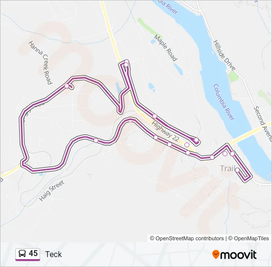 45 Bus Line Map