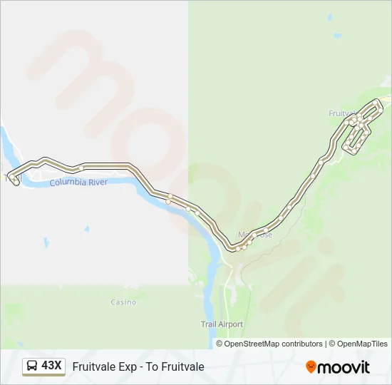 43X Bus Line Map