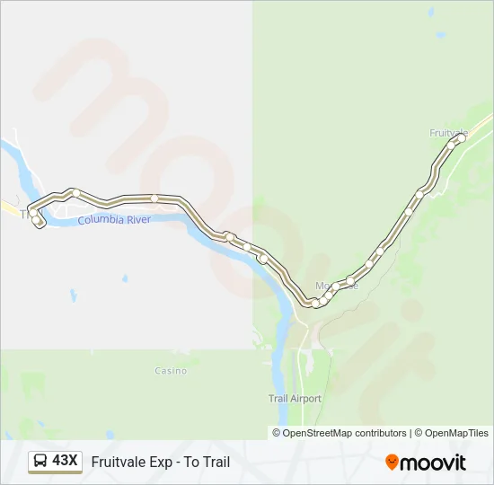 43X Bus Line Map