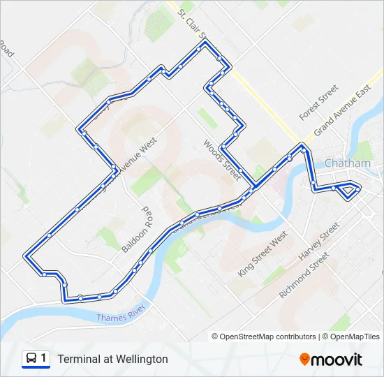 1 Bus Line Map