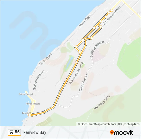 Plan de la ligne 55 de bus