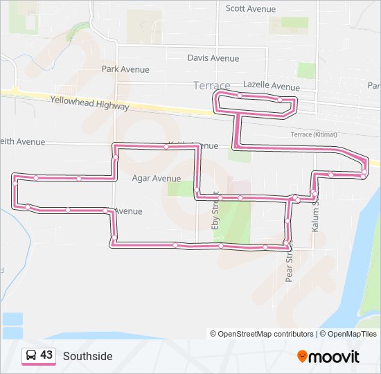 Plan de la ligne 43 de bus