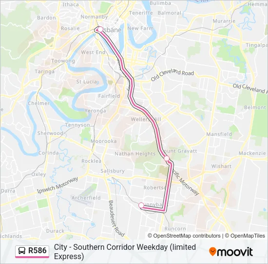 R586 Bus Line Map