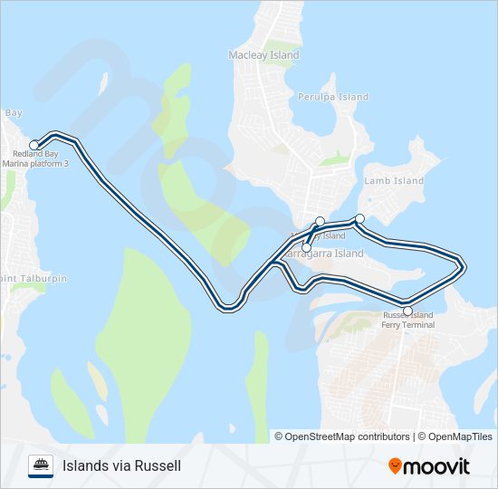 SOUTHERN MORETON BAY ISLAND FERRIES Ferry Line Map