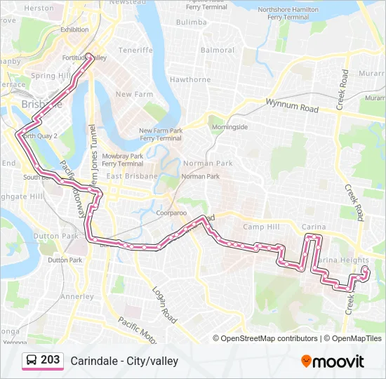 203 Bus Line Map