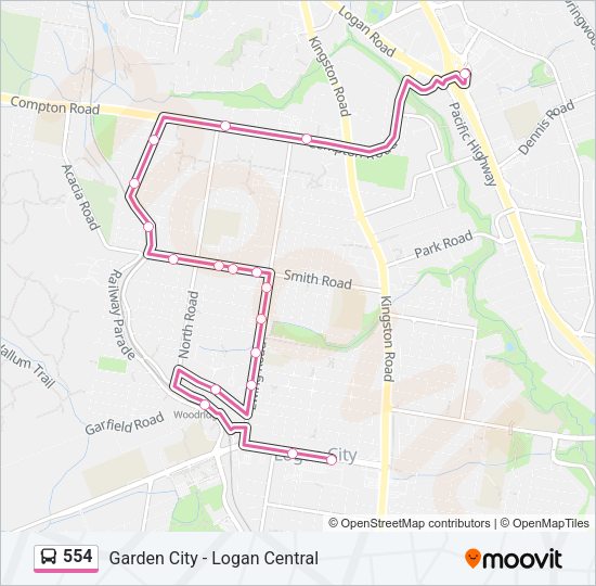 554 Bus Line Map