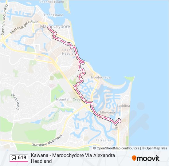 619 bus Line Map