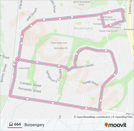 664 Bus Line Map