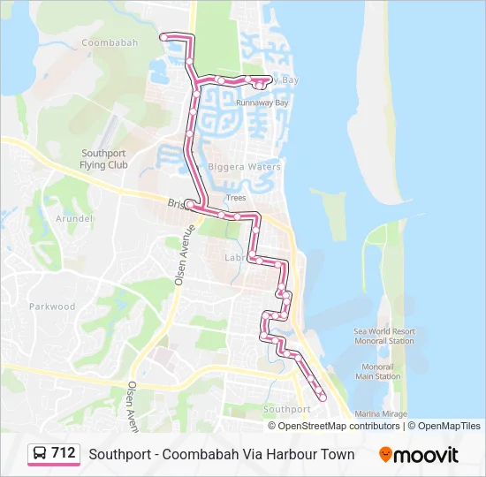712 Bus Line Map